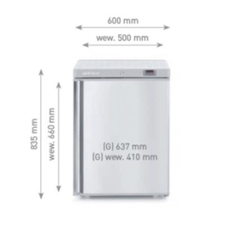 Szafa chłodnicza 200L netto 100L Budget Line podblatowa stal nierdzewna inox 0°C do +8°C Arktic 236017 - 600x637x835 mm