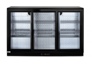 Lodówka barowa 254L netto 0°C do 10°C 3 drzwi przesuwne 6 półek LED czarna Arktic 235836 - 1350x520x865 mm