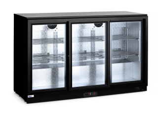 Lodówka barowa 254L netto 0°C do 10°C 3 drzwi przesuwne 6 półek LED czarna Arktic 235836 - 1350x520x865 mm