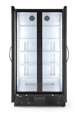 Lodówka na napoje 477L netto 384L 0°C do 10°C 2-drzwiowa 8 półek LED czarna Arktic 233931 - 900x530x1820 mm