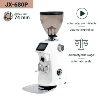 Młynek do kawy JX-680P White biały 74 mm z wagą automatyczną i żarnami płaskimi Coffee Format