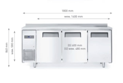 Wymiary stołu chłodniczego Kitchen Line 233382