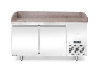 Stół chłodniczy do pizzy 247L netto 146L przeszklone drzwi pokrywa blat granitowy -2°C do +8°C Arktic 236246 - 900x700x860 mm