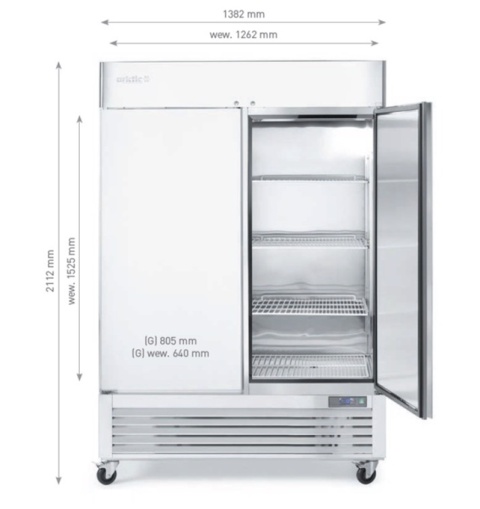 dwudrzwiowa szafa chłodnicza 1300L Arktic 232736 w kuchni gastronomicznej - wymiary