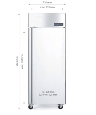 Szafa chłodnicza 670L Profi Line GN 2/1 1-drzwiowa Arktic 232118 stal nierdzewna 730x800x2096 mm