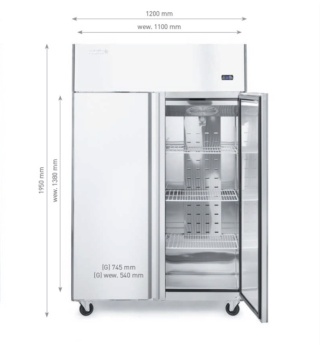 Szafa chłodnicza 900L Profi Line 2-drzwiowa stal nierdzewna - Arktic 233122 - 1200x740x1950 mm