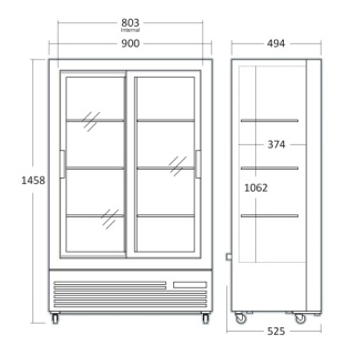 Szafa chłodnicza przeszklona 302 l drzwi przesuwne czarna do napojów Resto Quality DC287SLBC