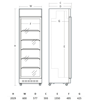 Szafa chłodnicza przeszklona 360 l ekspozycyjna do sklepu i gastronomii Resto Quality DCC360BD