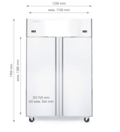 szafa chłodniczo mroźnicza 233146 Arktic wnętrze GN 1/1 półki 6 sztuk chłodnia i mroźnia wymiary