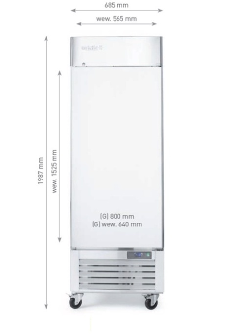 szafa chłodniczo mroźnicza Arktic 232729 580L Kitchen Line stal nierdzewna - wymiary