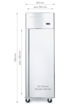 Szafa mroźnicza 410L netto 280L Profi Line GN 1/1 stal nierdzewna -22°C do -17°C Arktic 233115 - 600x730x1950 mm