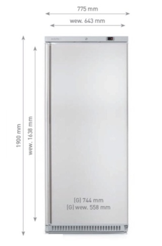 Szafa mroźnicza 600L netto 455L Budget Line inox -23°C do -18°C Arktic 236116 - 775x744x1900 mm