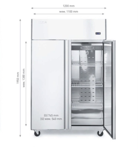 zamrażarka gastronomiczna Arktic 233139 620L netto 1200x740x1950 mm - wymiary