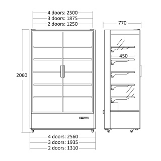 Witryna chłodnicza 1292L regał przeszklone drzwi i boki Resto Quality MDC1290BB – 1310x770x2060 mm