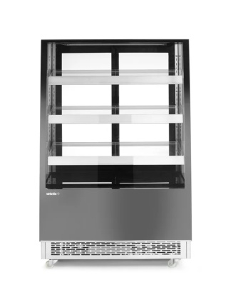 Witryna chłodnicza 500L 0°C do 6°C półki nachylone LED mobilna czarna Arktic 233443 - 900x833x1460 mm