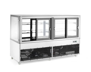 Witryna chłodnicza 610L 0°C do 6°C 2 półki czarna LED mobilna Arktic 233467 - 1824x677x1230 mm