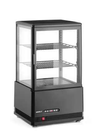 Witryna chłodnicza 58L 2°C do 6°C 2 półki ekspozycyjna nastawna czarna LED Arktic 233627 - 452x406x830 mm