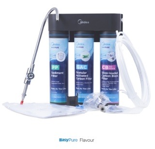 Filtr przepływowy do wody 3-stopniowy 2 l/min pod zlew Midea EasyPure Flavour 1232718484 – 249×111×292 mm
