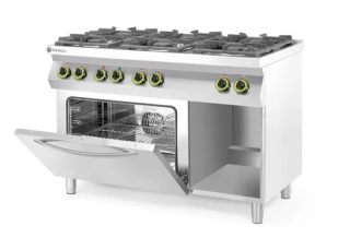Kuchnia gazowa 6-palnikowa z piekarnikiem elektrycznym GN 1/1 - Hendi Kitchen Line, 28,5 kW, 1200x722x900 mm