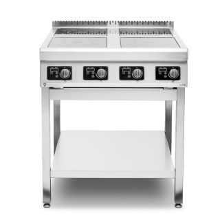Kuchnia indukcyjna z rantem 4-palnikowa 12 kW 400V spawana na otwartej podstawie Resto Quality RQIND7.4SP