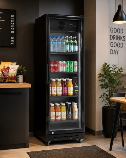 Szafa chłodnicza 214L witryna przeszklona Resto Quality czarna 538x475x1575 mm