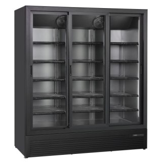 Szafa chłodnicza przeszklona Resto Quality DC1500BSLD 1131/1428 l czarna drzwi przesuwne