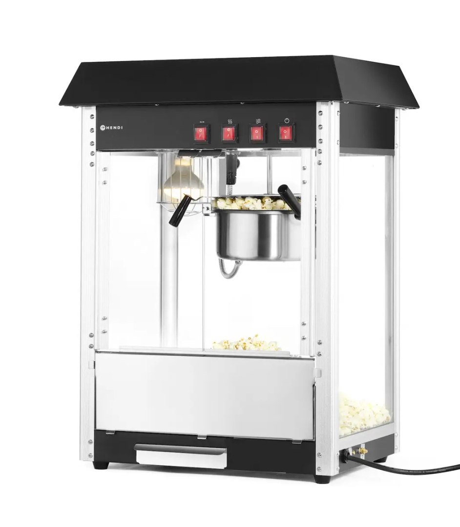 Maszyna do popcornu HENDI w wersji czarnej – minimalistyczny model do lokalu gastronomicznego lub food trucka