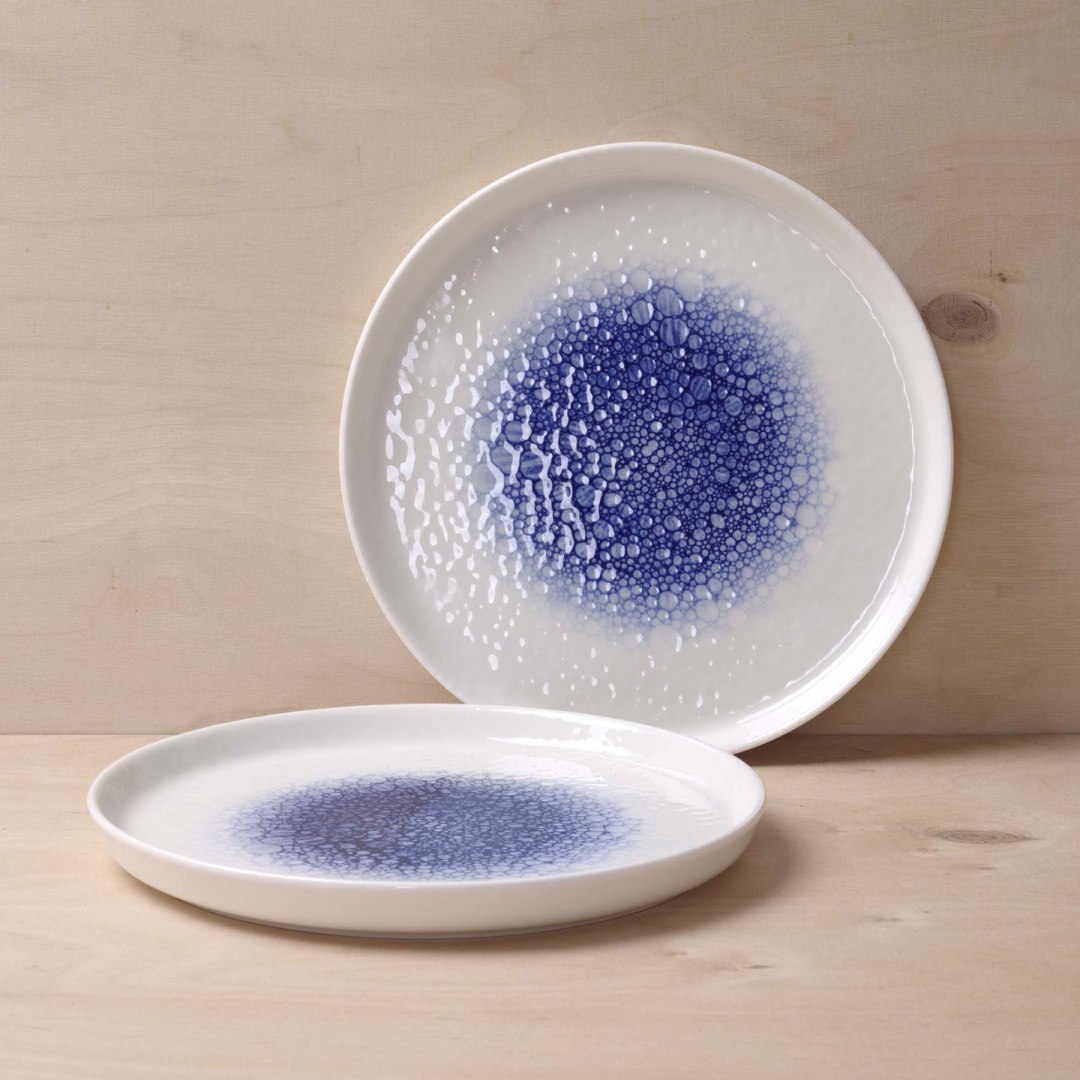 Talerz z wysokim rantem Serenity 29 cm – biało-niebieska porcelana Fine Dine Earth Colours