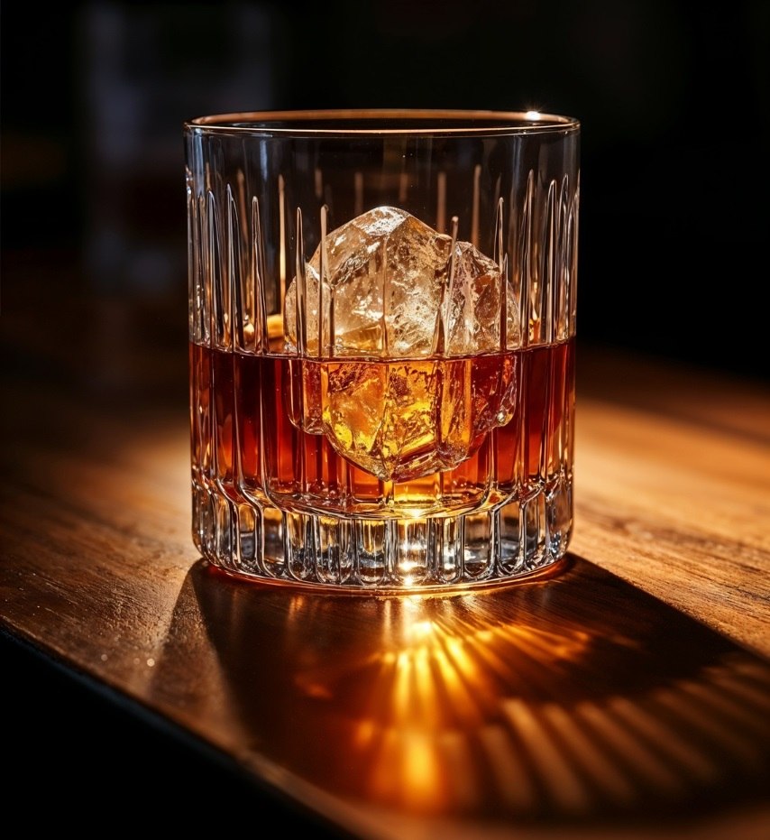 Elegancka szklanka do whisky w stylu vintage – ujęcie z boku