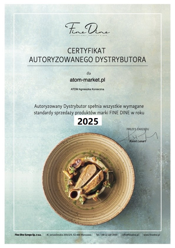 Certyfikat - Autoryzowany dystrybutor Fine Dine 2025 Atom Market