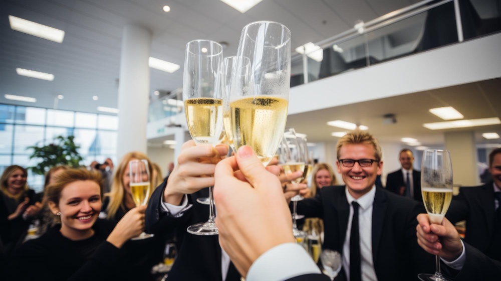 Kieliszki bankietowe do szampana – toast podczas eventu firmowego