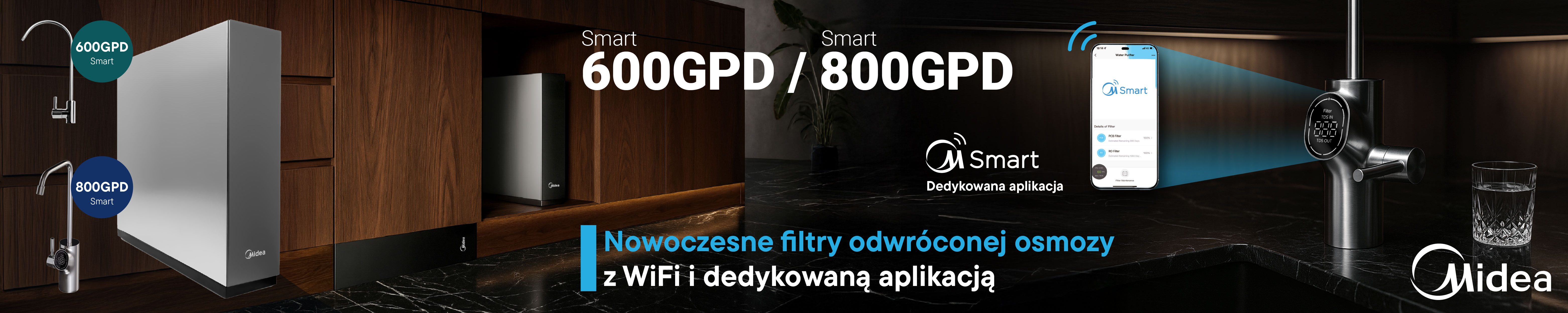 MIDEA nowoczesne filtry odwróconej osmozy do ekspresów do kawy 600 - 800 Smart