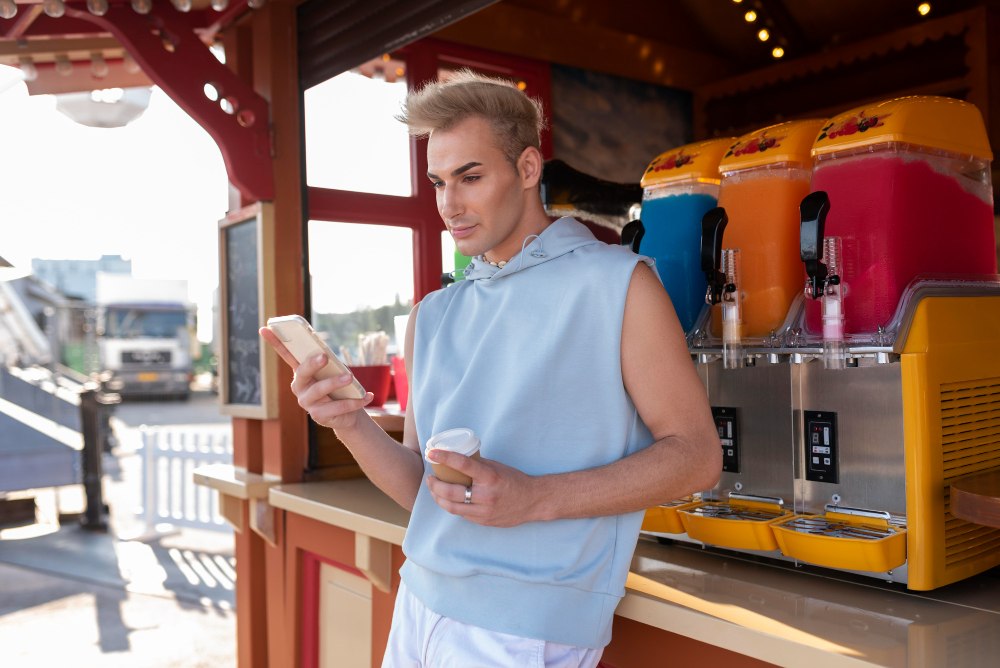Profesjonalna maszyna do granity w kawiarni plenerowej