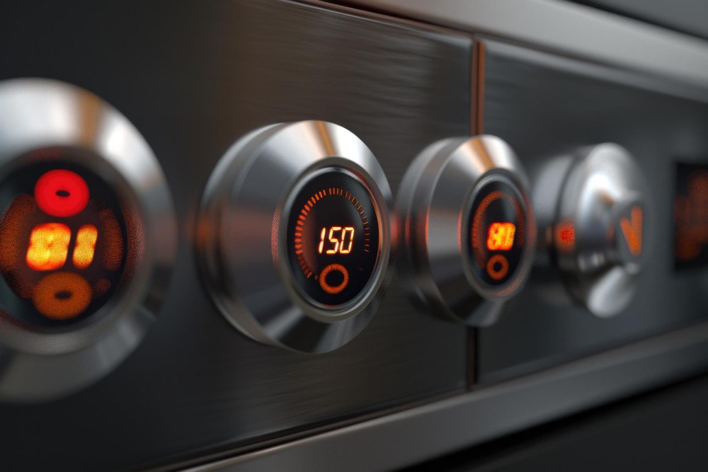 panel sterowania frytownicy gastronomicznej z regulacją temperatury i kontrolkami