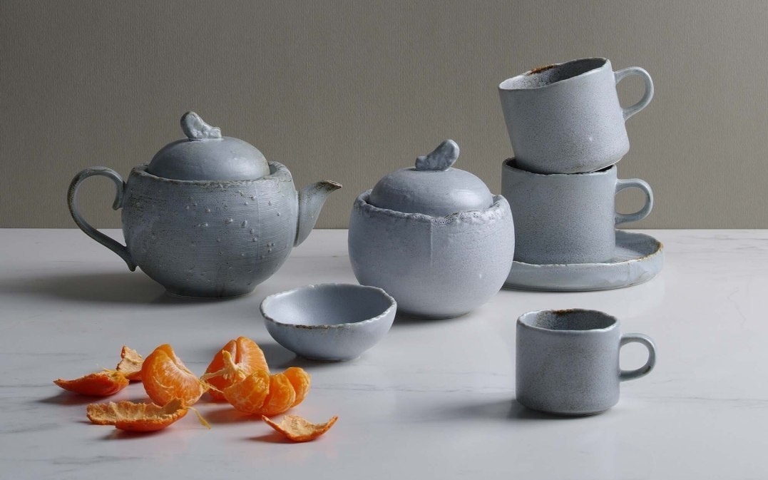 zestaw porcelany Stark Fine Dine szara Kolory Ziemi dzbanek filiżanki cukiernica miseczka