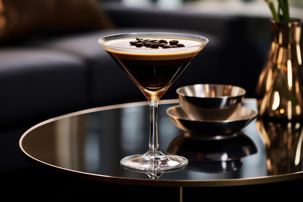 serwis espresso martini w eleganckim hotelowym lobby